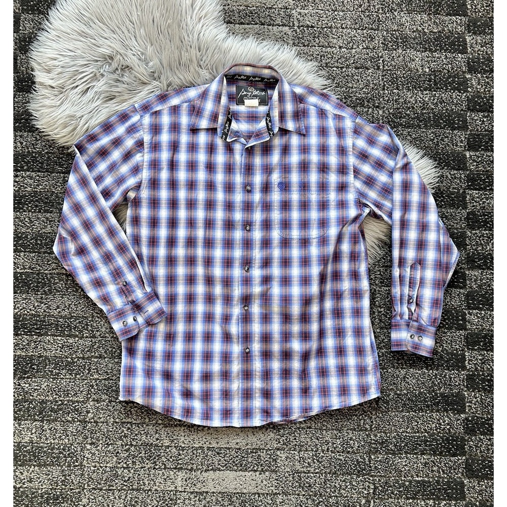 George Strait By Wrangler Collection Blue Long Sleeve Button Down Large ($64)